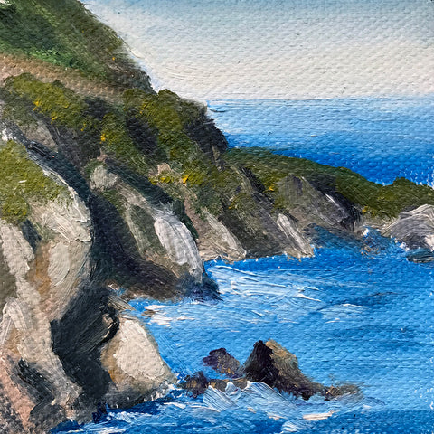 Big Sur California Original Oil Painting - 3x3 Tiny Art - april bern art & photography