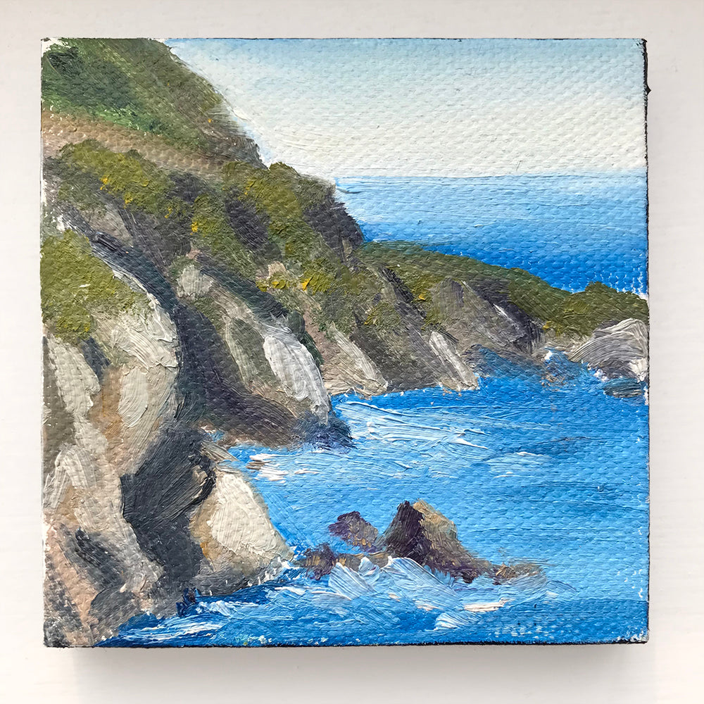 Big Sur California Original Oil Painting - 3x3 Tiny Art - april bern art & photography