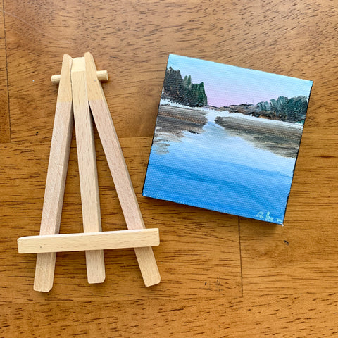 Serene Dreamscape Original Oil Painting - 3x3 Tiny Art - april bern photography