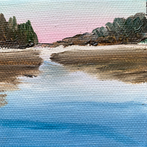 Serene Dreamscape Original Oil Painting - 3x3 Tiny Art - april bern photography