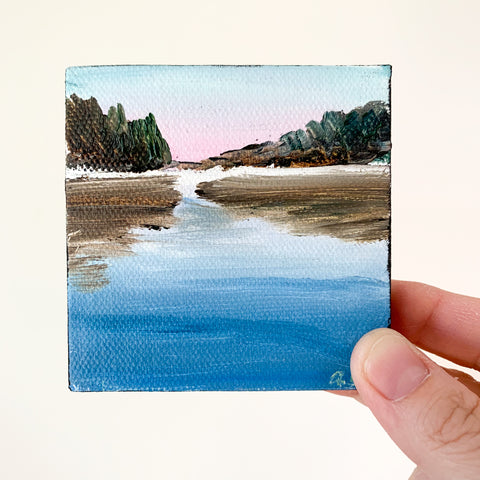 Serene Dreamscape Original Oil Painting - 3x3 Tiny Art