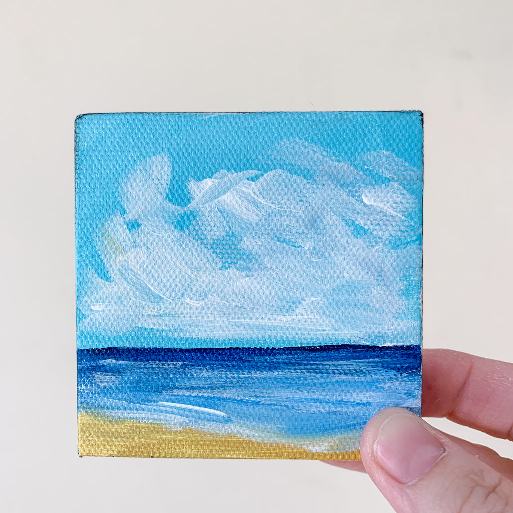 Tropical Seas Landscape Original Acrylic Painting - 3x3 Tiny Art - april bern photography