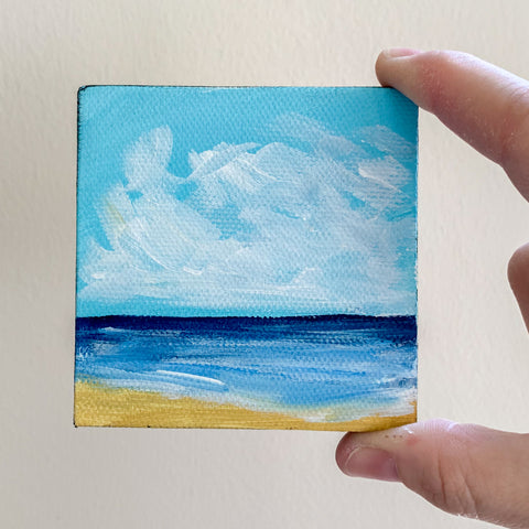 Tropical Seas Landscape Original Acrylic Painting - 3x3 Tiny Art - april bern photography