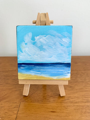 Tropical Seas Landscape Original Acrylic Painting - 3x3 Tiny Art - april bern photography