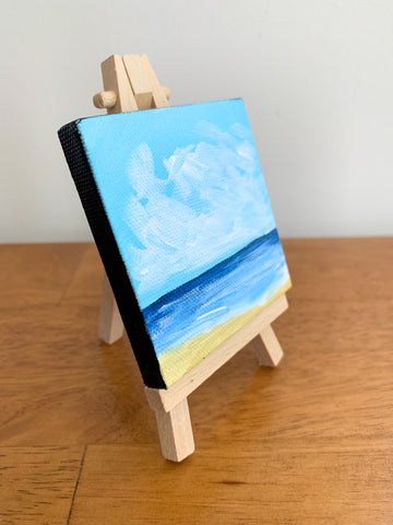 Tropical Seas Landscape Original Acrylic Painting - 3x3 Tiny Art - april bern photography