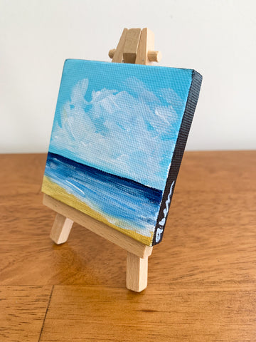 Tropical Seas Landscape Original Acrylic Painting - 3x3 Tiny Art - april bern photography