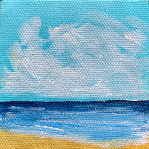 Tropical Seas Landscape Original Acrylic Painting - 3x3 Tiny Art - april bern photography