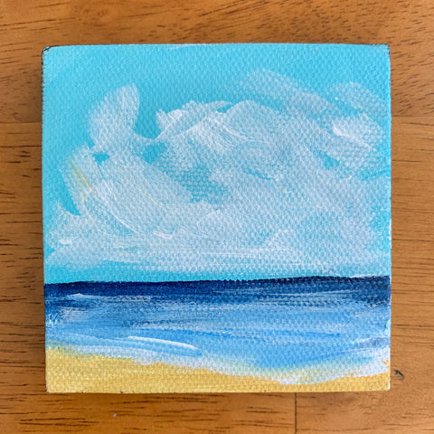 Tropical Seas Landscape Original Acrylic Painting - 3x3 Tiny Art - april bern photography