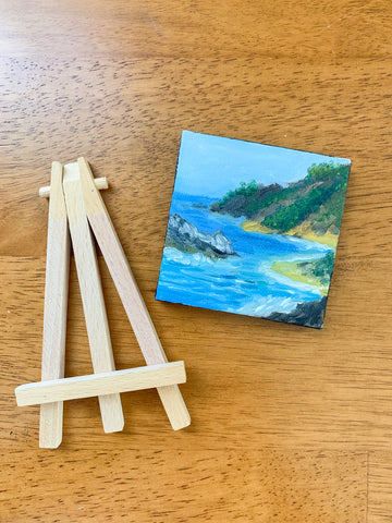 Big Sur California Landscape, Original Oil Painting - 3x3 Tiny Art - april bern photography
