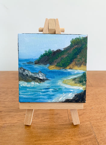 Big Sur California Landscape, Original Oil Painting - 3x3 Tiny Art - april bern photography
