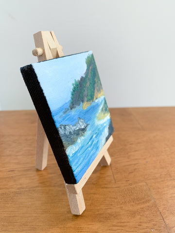 Big Sur California Landscape, Original Oil Painting - 3x3 Tiny Art - april bern photography