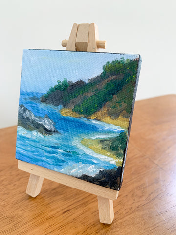 Big Sur California Landscape, Original Oil Painting - 3x3 Tiny Art - april bern photography