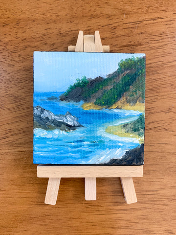 Big Sur California Landscape, Original Oil Painting - 3x3 Tiny Art - april bern photography
