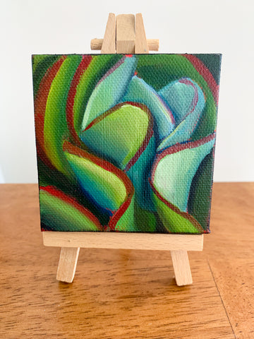 3x3 Tiny Kalanchoe Original Oil Painting - 3x3 Tiny Art - april bern photography
