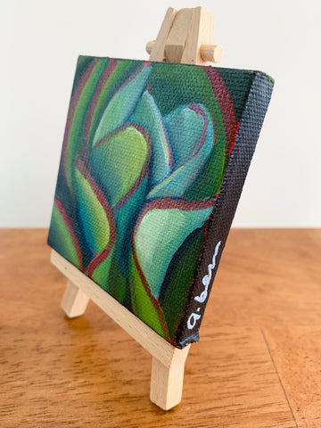 3x3 Tiny Kalanchoe Original Oil Painting - 3x3 Tiny Art - april bern photography