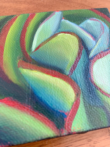 3x3 Tiny Kalanchoe Original Oil Painting - 3x3 Tiny Art - april bern photography