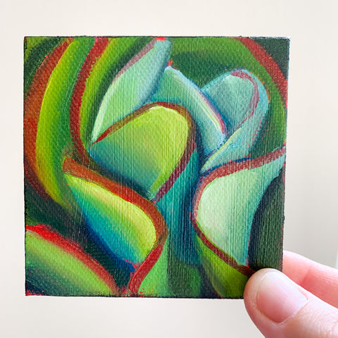 3x3 Tiny Kalanchoe Original Oil Painting - 3x3 Tiny Art - april bern photography