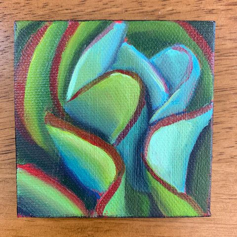 3x3 Tiny Kalanchoe Original Oil Painting - 3x3 Tiny Art - april bern photography