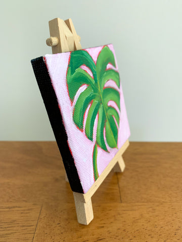 Tiny Monstera Original Oil Painting - 3x3 Tiny Art - april bern photography