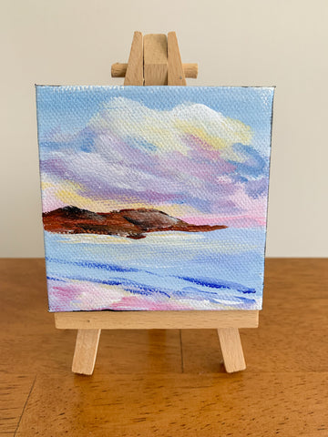 Small Seascape Original Acrylic Painting - 3x3 Tiny Art - april bern photography