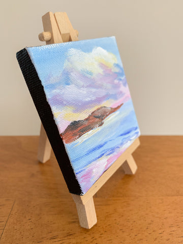 Small Seascape Original Acrylic Painting - 3x3 Tiny Art - april bern photography