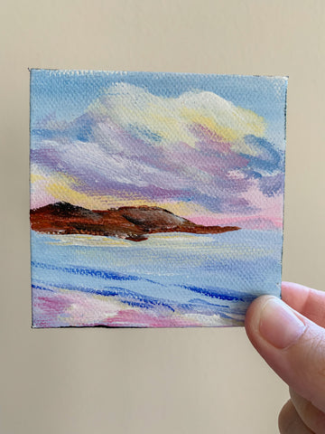 Small Seascape Original Acrylic Painting - 3x3 Tiny Art - april bern photography