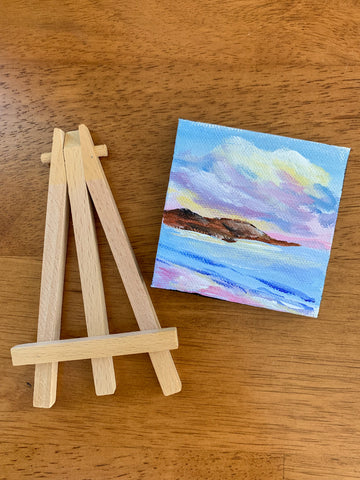 Small Seascape Original Acrylic Painting - 3x3 Tiny Art - april bern photography