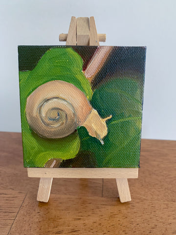 Follow Your Dreams Tiny Snail Painting - 3x3 Tiny Art - april bern photography