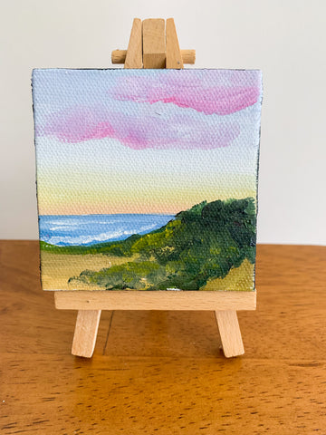 Calming Sunrise Original Oil Painting - 3x3 Tiny Art - april bern photography