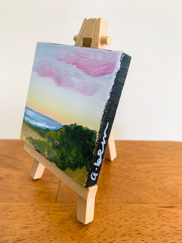 Calming Sunrise Original Oil Painting - 3x3 Tiny Art - april bern photography
