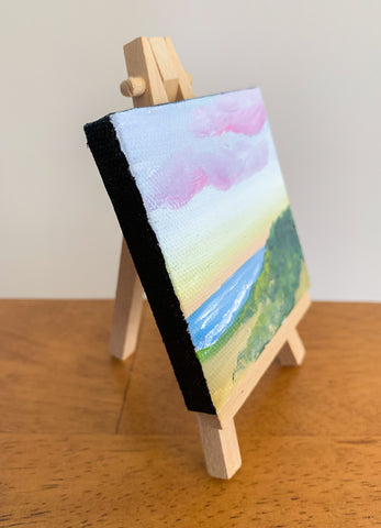 Calming Sunrise Original Oil Painting - 3x3 Tiny Art - april bern photography