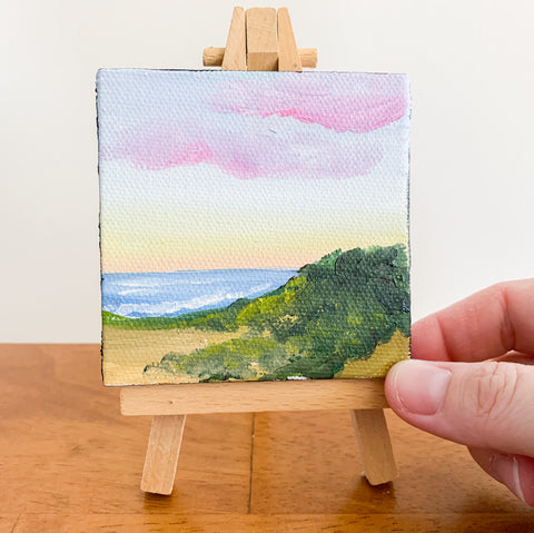 Calming Sunrise Original Oil Painting - 3x3 Tiny Art - april bern photography