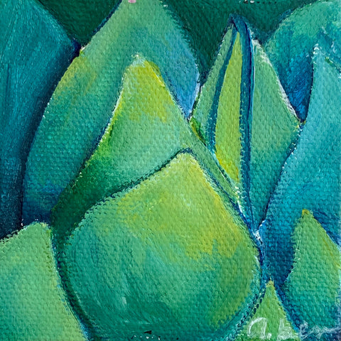 Tiny Agave Original Oil Painting - 3x3 Tiny Art - april bern photography