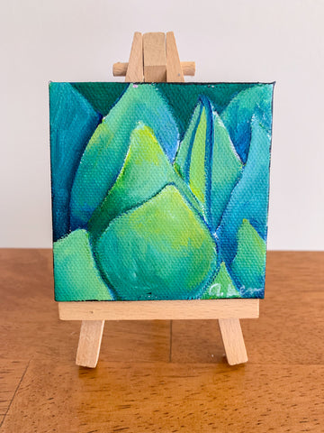 Tiny Agave Original Oil Painting - 3x3 Tiny Art - april bern photography