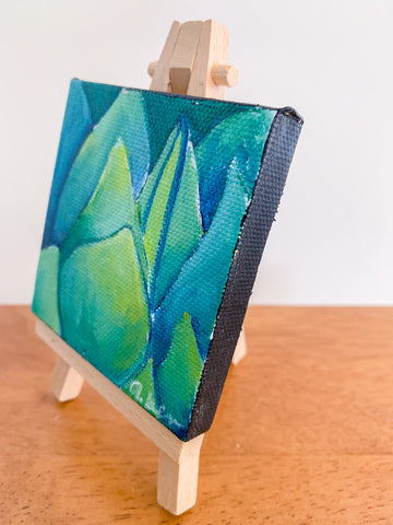 Tiny Agave Original Oil Painting - 3x3 Tiny Art - april bern photography