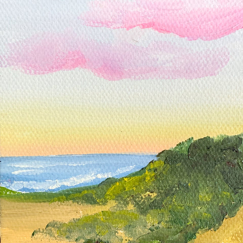 Calming Sunrise Original Oil Painting - 3x3 Tiny Art - april bern photography