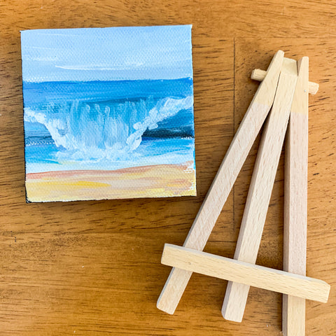 Beach Waves Original Oil Painting - 3x3 Tiny Art - april bern photography