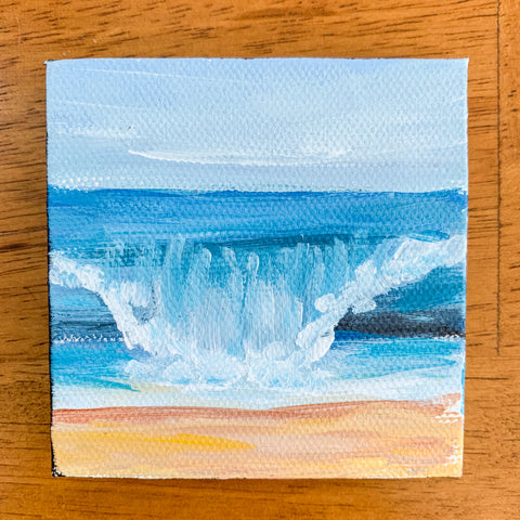 Beach Waves Original Oil Painting - 3x3 Tiny Art - april bern photography
