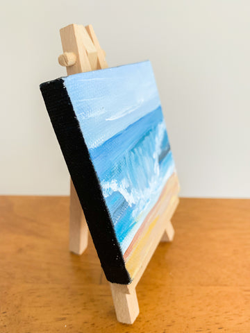 Beach Waves Original Oil Painting - 3x3 Tiny Art - april bern photography