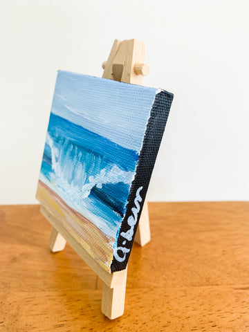 Beach Waves Original Oil Painting - 3x3 Tiny Art - april bern photography