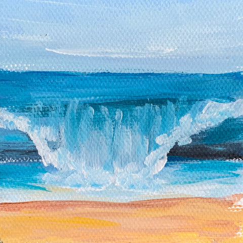 Beach Waves Original Oil Painting - 3x3 Tiny Art - april bern photography