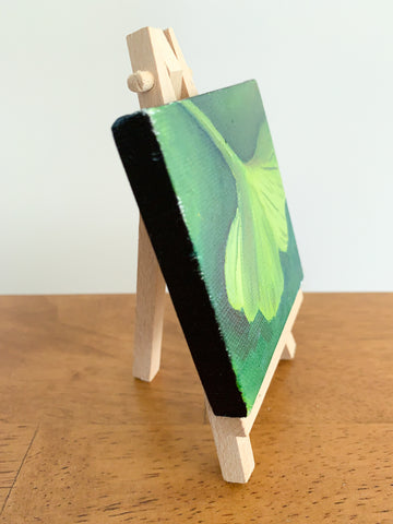 Mini Ginkgo Leaf Original Oil Painting - 3x3 Tiny Art - april bern photography