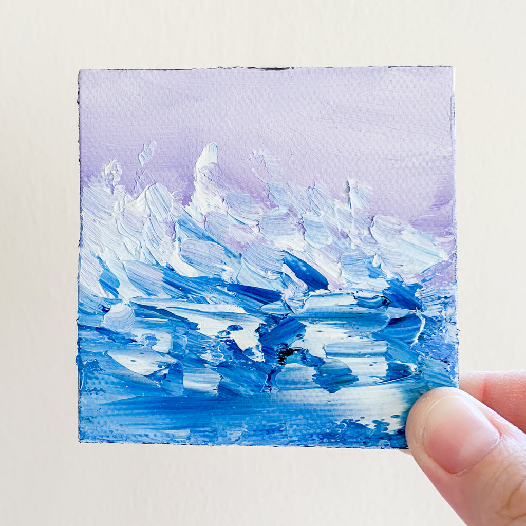 Rough Seas Original Oil Painting - 3x3 Tiny Art - april bern photography