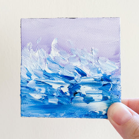 Rough Seas Original Oil Painting - 3x3 Tiny Art - april bern photography
