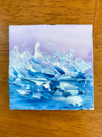 Rough Seas Original Oil Painting - 3x3 Tiny Art - april bern photography