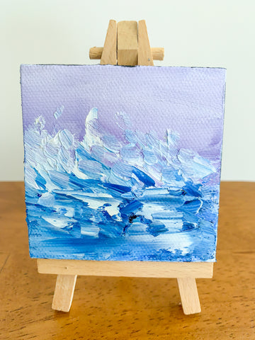 Rough Seas Original Oil Painting - 3x3 Tiny Art - april bern photography