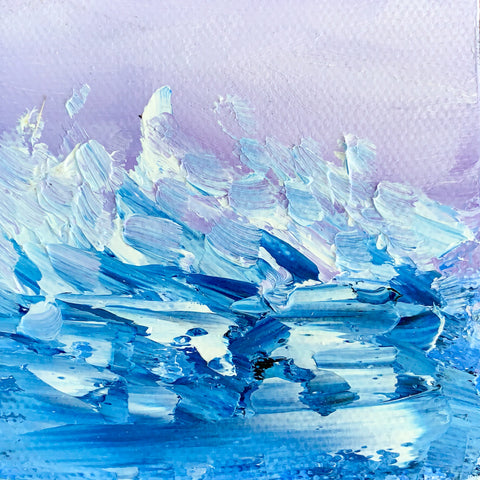 Rough Seas Original Oil Painting - 3x3 Tiny Art - april bern photography