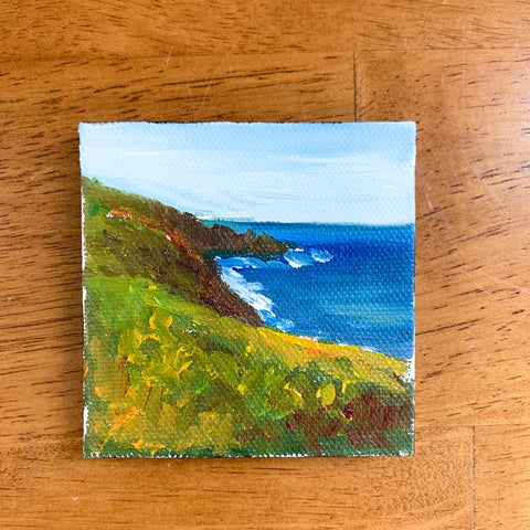 Maui Coast Original Oil Painting - 3x3 Tiny Art - april bern photography
