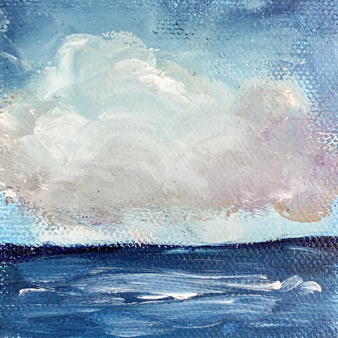 Stormy Ocean Small Seascape Acrylic Painting - 3x3 Tiny Art - april bern photography