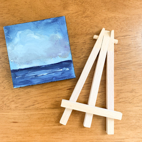 Stormy Ocean Small Seascape Acrylic Painting - 3x3 Tiny Art - april bern photography